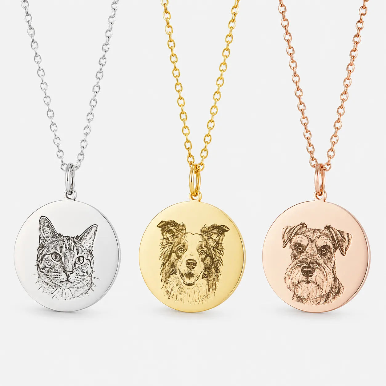 Custom Engraved Pet Portrait Necklace
